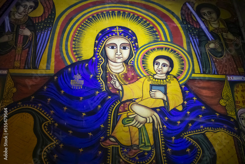 Ethiopian Orthodox ecclesiastical mural, Cathedral of Tsion Maryam, Axum, Ethiopia photo