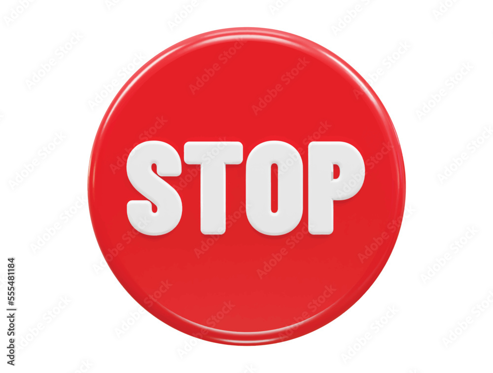 Stop icon 3d rendering illustration text effect Stop icon 3d rendering illustration text effect