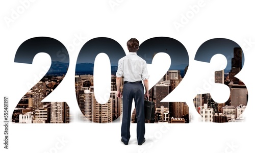Greeting new year card with 2023 numbers