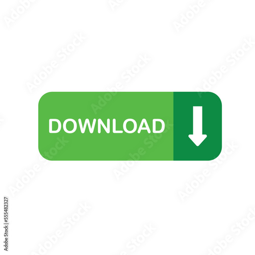 Green download button with arrow. Simply design. 