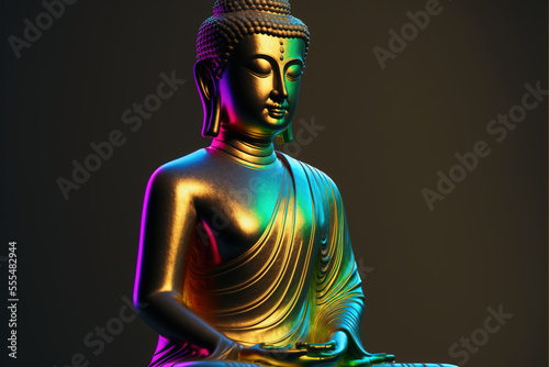 Meditating buddha statue Generative AI photo