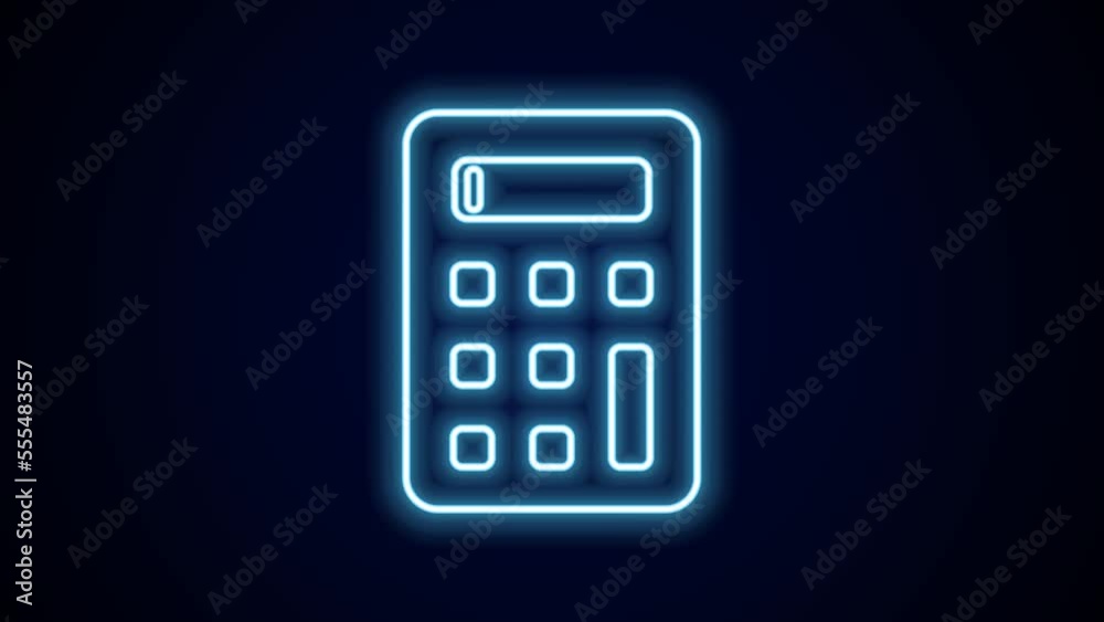 Glowing neon line Calculator icon isolated on black background. Accounting symbol. Business calculations mathematics education and finance. 4K Video motion graphic animation Glowing neon line Calculator icon isolated on black background. Accounting symbol. Business calculations mathematics education and finance. 4K Video motion graphic animation