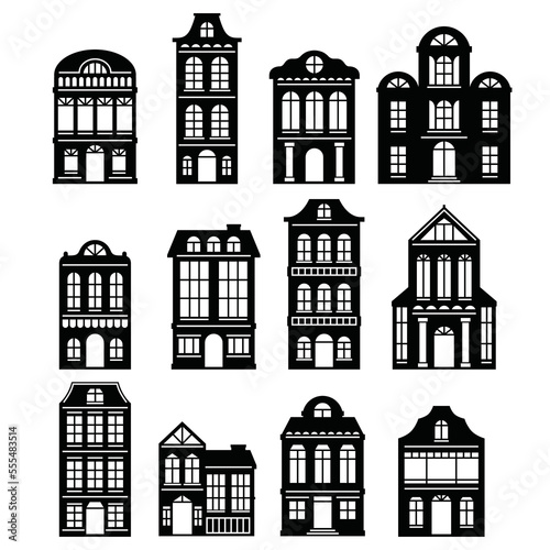 building house silhouette bundle monochrome