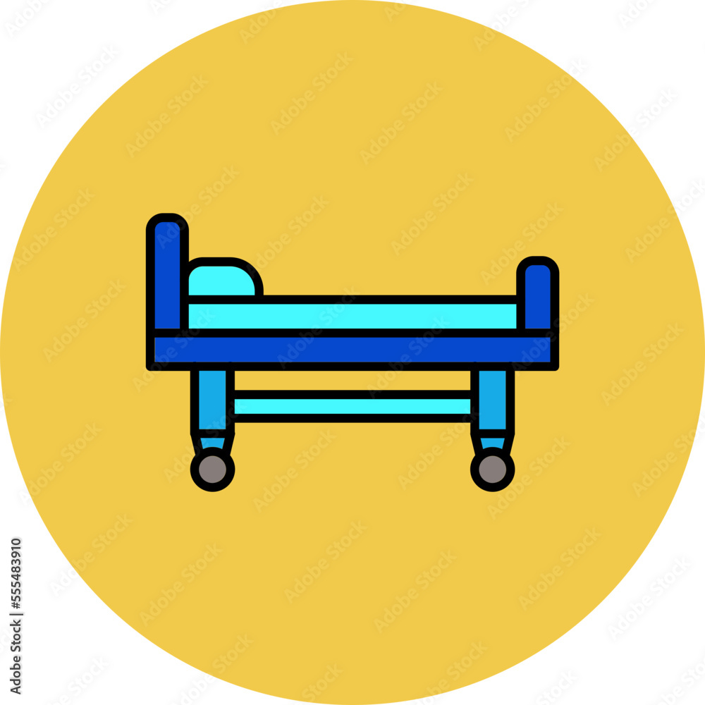 Bed Multicolor Circle Filled Line Icon Bed Multicolor Circle Filled Line Icon