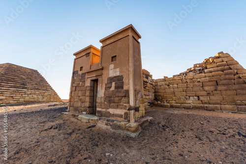 Reconstructed chapel in the Northern Cemetery at Begarawiyah, containing 41 royal pyramids of the monarchs who ruled the Kingdom of Kush between 250 BCE and 320 CE; Meroe, Northern State, Sudan photo