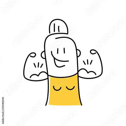 Superhero woman showing muscles.