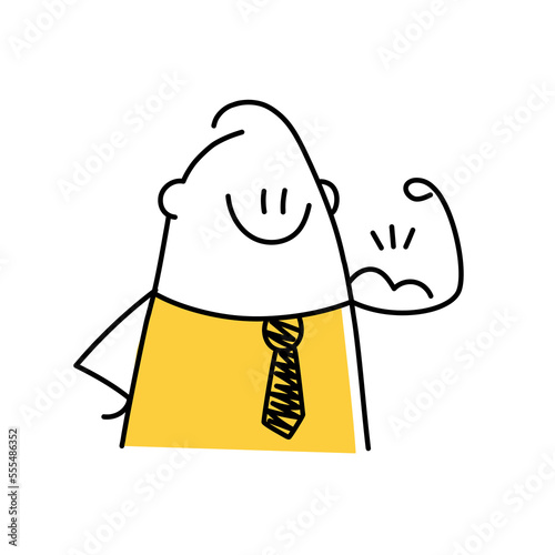 Superhero businessman showing muscles.