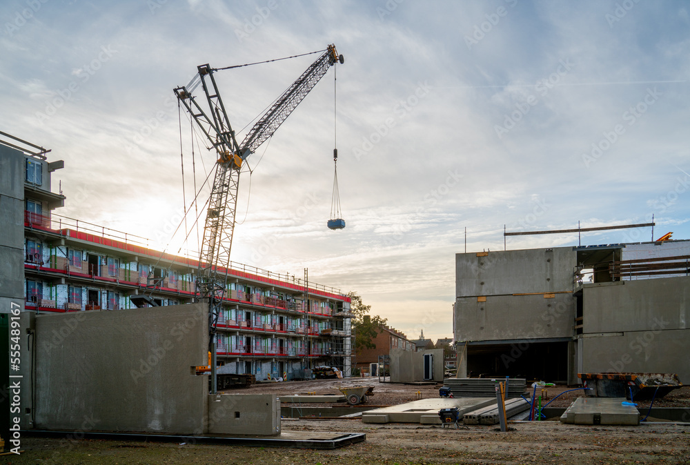 Construction of a prefab apartment building in the Netherlands
Construction of a prefab apartment building in the Netherlands