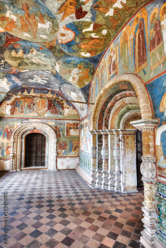 Church of Elijah the Prophet, with ornate arched doorways and colourful frescoes; Yaroslavl, Yaroslavl Oblast, Russia photo