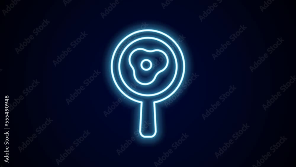 Glowing neon line Fried eggs on frying pan icon isolated on black background. Fry or roast food symbol. 4K Video motion graphic animation Glowing neon line Fried eggs on frying pan icon isolated on black background. Fry or roast food symbol. 4K Video motion graphic animation