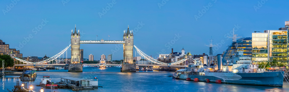 Tower Bridge over River Thames; London, England Tower Bridge over River Thames; London, England