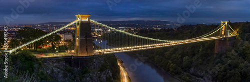 Clifton suspension bridge at dusk; Bristol, England photo