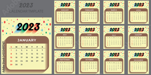 2023 new year clean calendar template