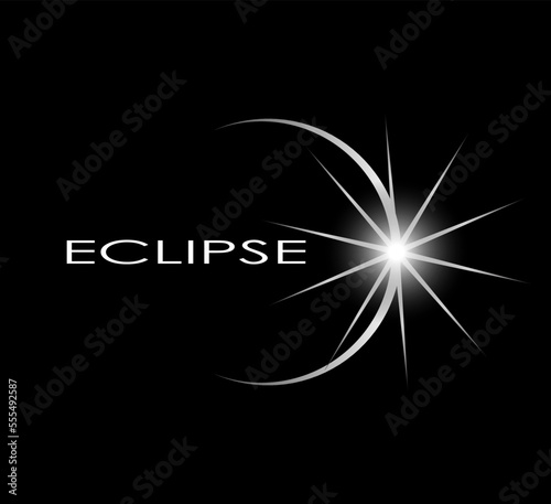 eclipse concept symbol on black background/ sun shine logo