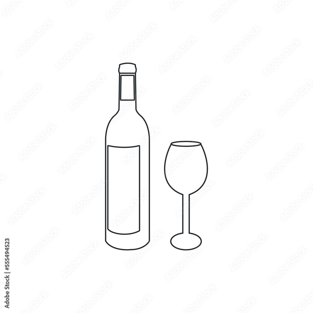 Bottle and glass of wine silhouette,wine vector, simple illustration Bottle and glass of wine silhouette,wine vector, simple illustration