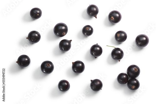 Blackcurrants Ribes nigrum, top view isolated png photo