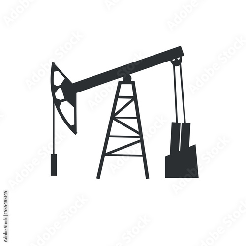 oil pump jack isolated on white background. oil rig icon, vector. Drawing of an oil derrick on a white background