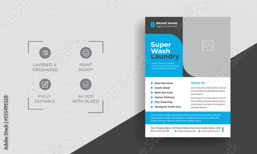 Laundry Service Flyer, Laundry service flyer template. Laundry service poster design ideas. Cleaning service leaflet template