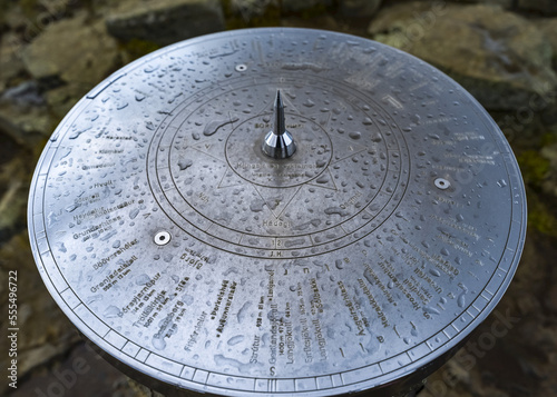 Viewing dial, Borgarvirki, Hunaping vestra, Northwestern Region, Iceland photo