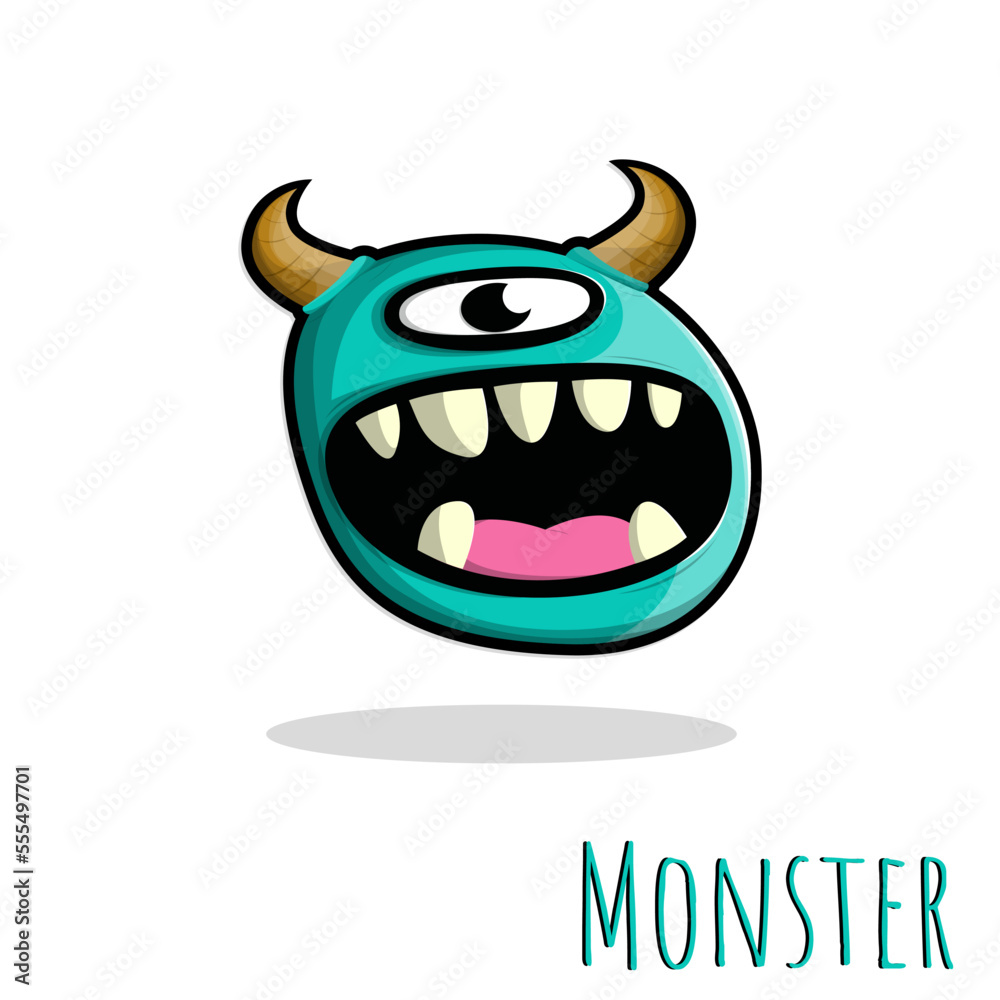 Hand drawn monster blue color Hand drawn monster blue color