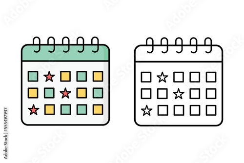 Business day colander vector flat and line icon design