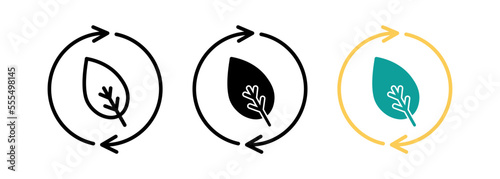 Leaf in arrows line and glyph icon, ecology and energy, green energy sign, vector graphics, a linear pattern on a white background, eps 10.
