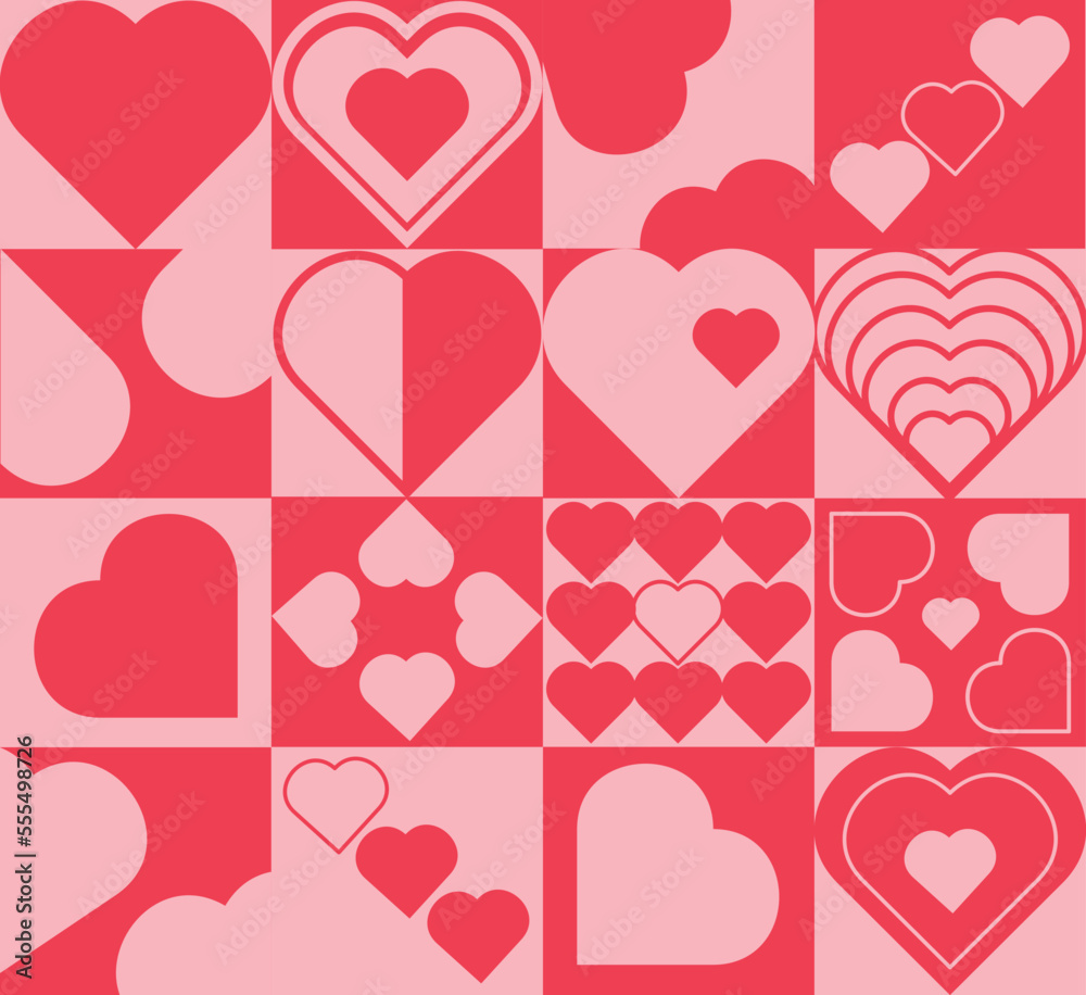 Abstract geometric background with hearts