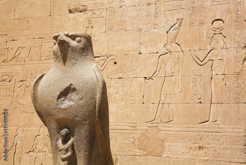 Statue of Falcon, Front of First Pylon, Temple of Horus; Edfu, Egypt photo