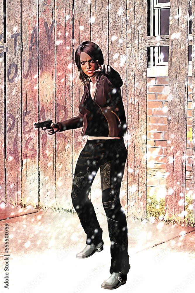 Naklejka premium hunter in dystopia