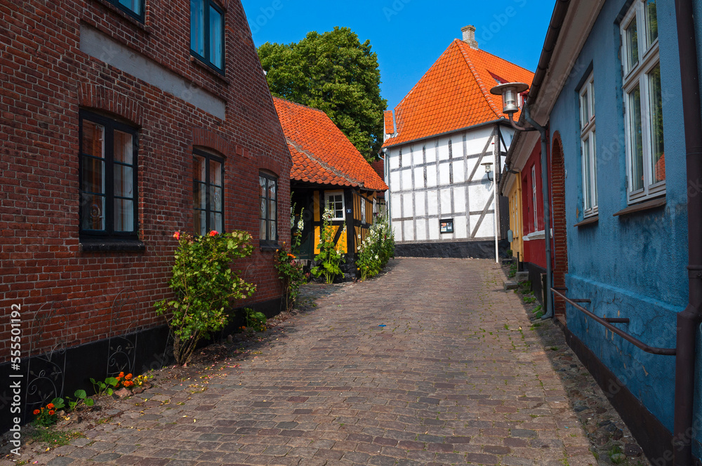 Cobblestone Laneway, Faaborg, Fyn Island, Denmark Cobblestone Laneway, Faaborg, Fyn Island, Denmark