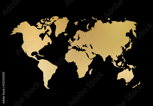 World map. Golden silhouette vector illustration.