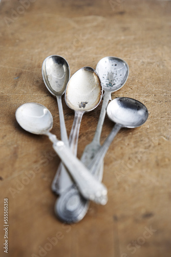 Still Life of Antique Spoons photo