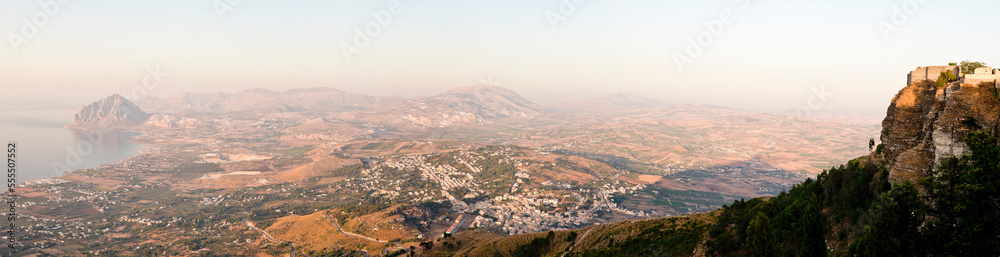 View from Erice, Province of Trapani, Sicily, Italy View from Erice, Province of Trapani, Sicily, Italy