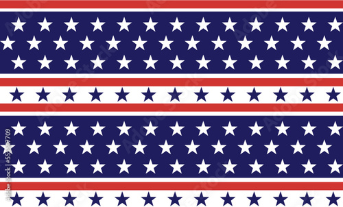 USA Flag Stars and Stripes Seamless Pattern, 4th of July Red, Blue, White Stars and Lines Background for Celebration Holiday, American President Day, memorial day, Vector Illustration