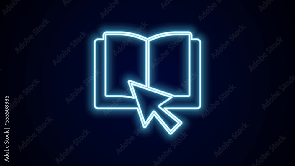 Glowing neon line Online book icon isolated on black background. Internet education concept, e-learning resources, distant online courses. 4K Video motion graphic animation Glowing neon line Online book icon isolated on black background. Internet education concept, e-learning resources, distant online courses. 4K Video motion graphic animation