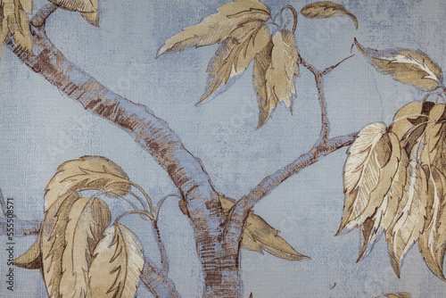 Digital drawing and watercolor texture. Botanical wallcovering, wallpaper