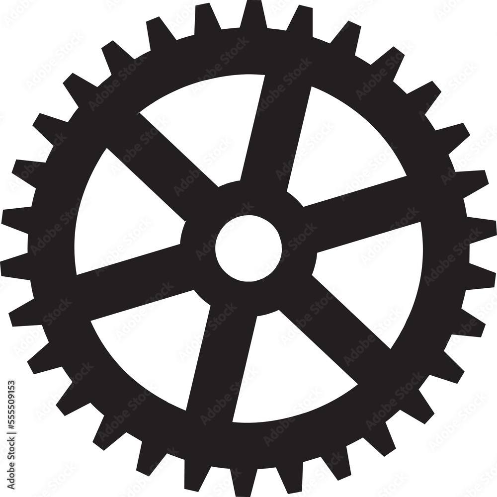 Single silhouette cogwheels mechanism automation clockwork icon industrial technology