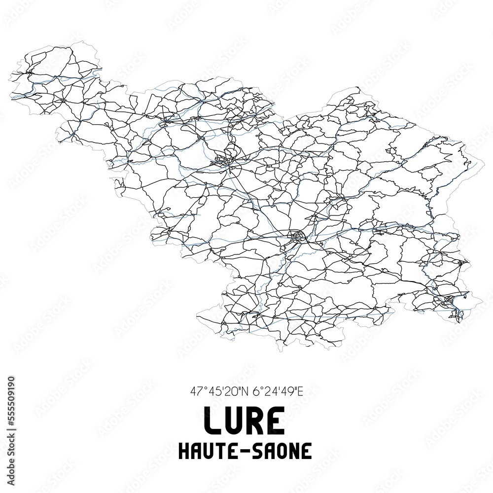 Black and white map of Lure, Haute-Sa�ne, France. Black and white map of Lure, Haute-Sa�ne, France.