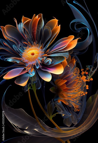 Fractal flower background. Generative AI