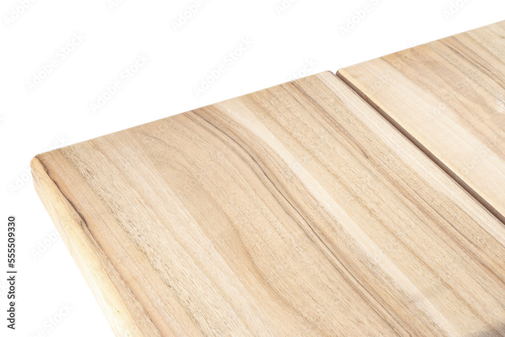 Wooden boards, a board with a seamed edge for building a house and interior decoration, on an isolated white