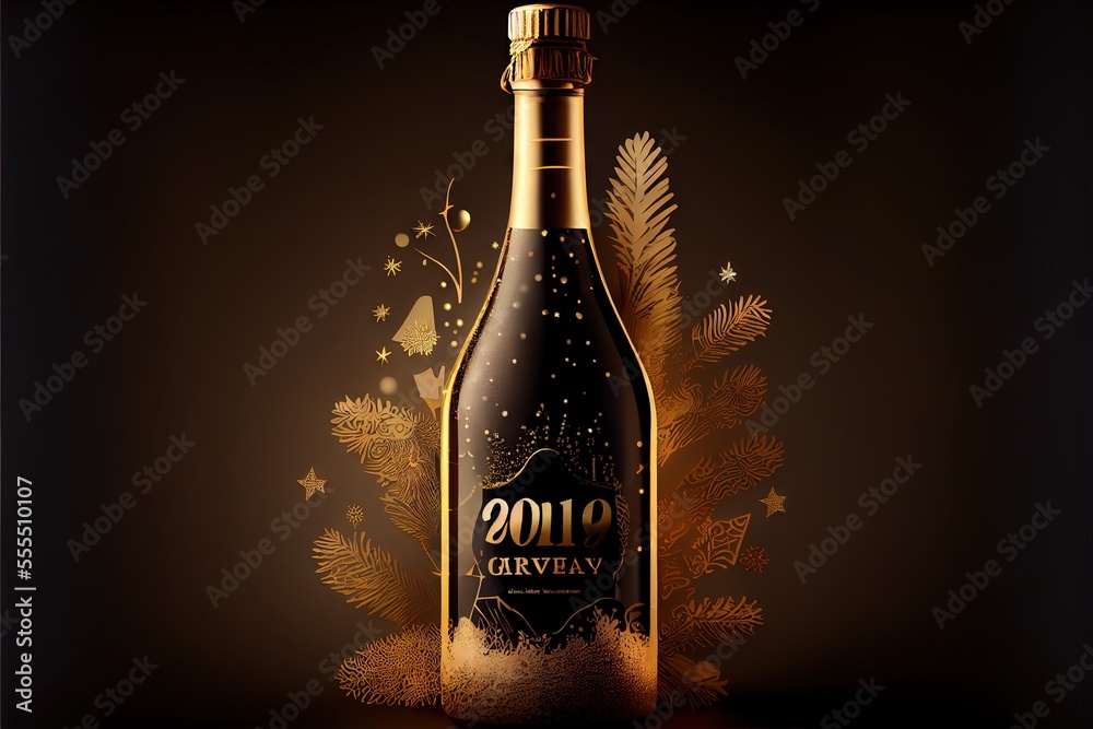 Two glasses of champagne on a dark background. Generative AI