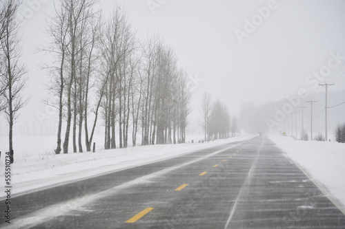 Highway in Winter, Ontario, Canada photo