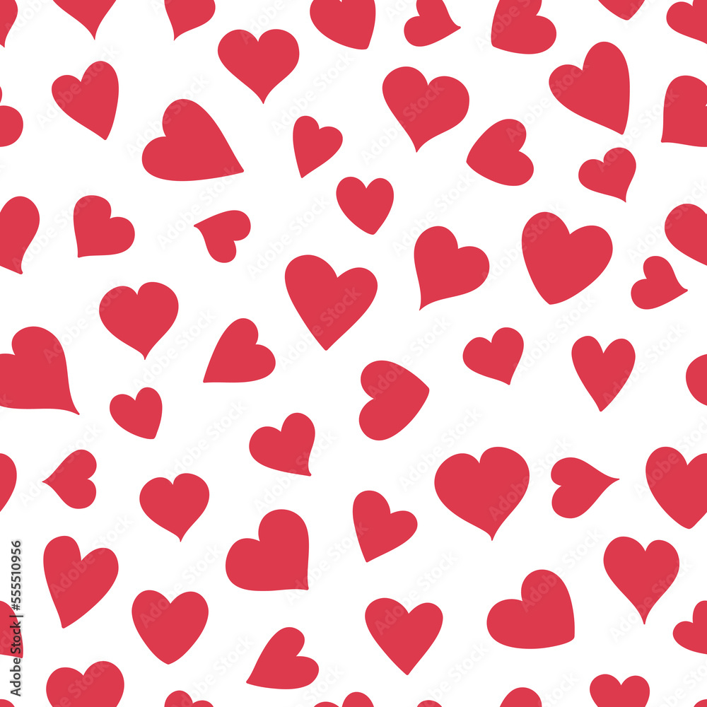 Seamless pattern with red hearts. Vector illustration on white background. It can be used for wallpapers, cards, wrapping, patterns for clothes and other. Seamless pattern with red hearts. Vector illustration on white background. It can be used for wallpapers, cards, wrapping, patterns for clothes and other.