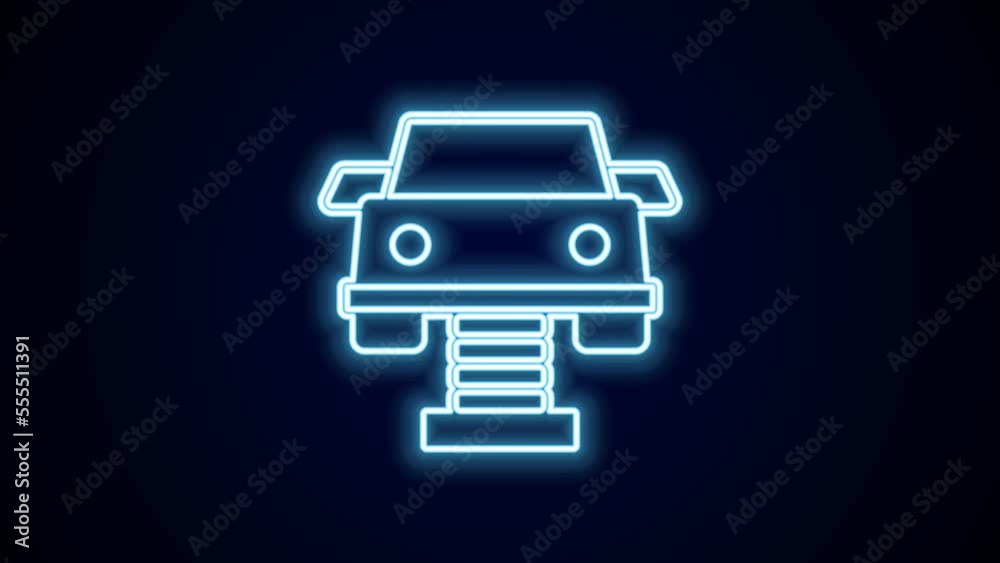 Glowing neon line Swing car on the playground icon isolated on black background. Childrens carousel with car. Amusement icon. 4K Video motion graphic animation Glowing neon line Swing car on the playground icon isolated on black background. Childrens carousel with car. Amusement icon. 4K Video motion graphic animation