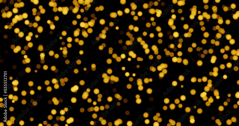 Golden blurred bokeh lights on black background Golden blurred bokeh lights on black background
