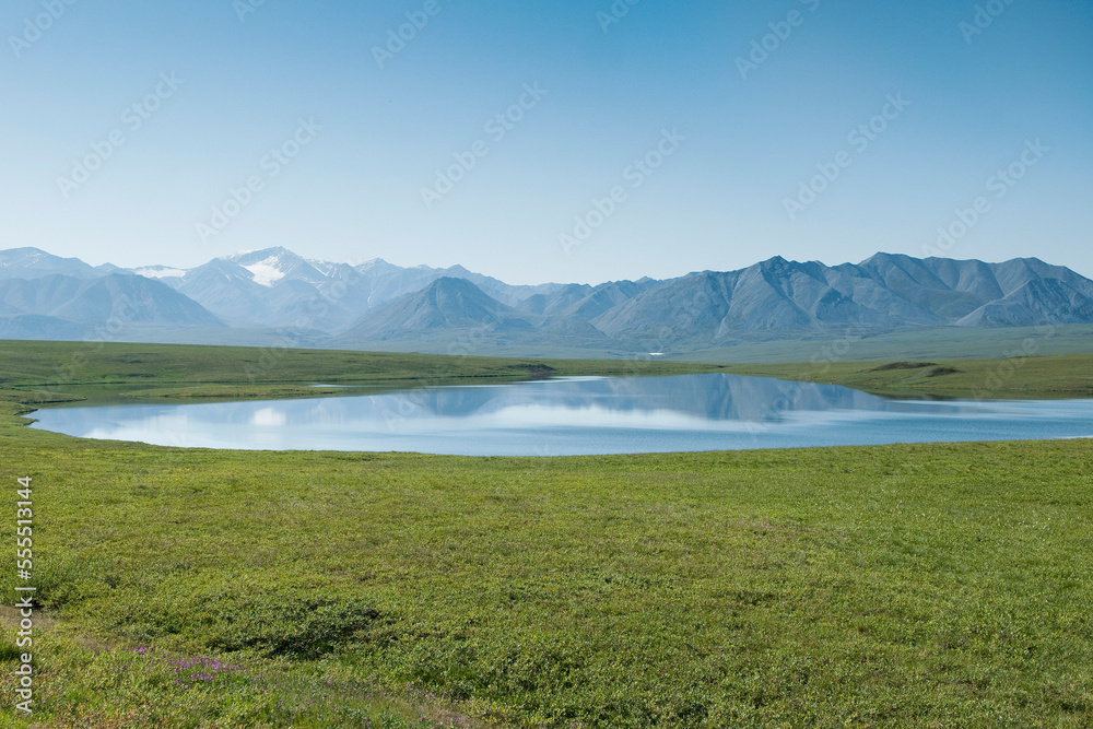Tundra and Lake, Brooks Range Mountains, Alaska, USA Tundra and Lake, Brooks Range Mountains, Alaska, USA