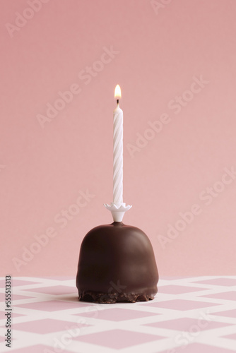 Birthday Candle in Chocolate Marshmallow Cookie photo