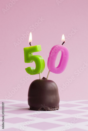 Birthday Candles in Chocolate Marshmallow Cookie photo