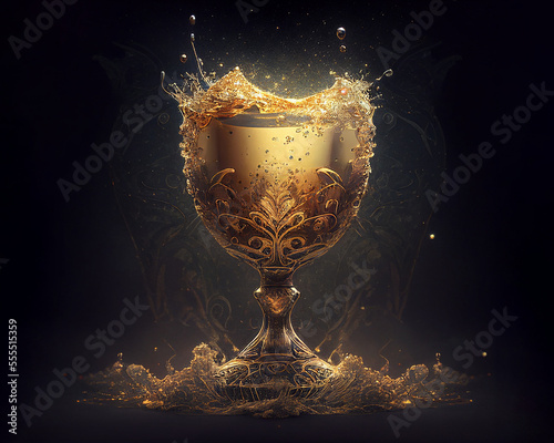 golden chalice with sparkling droplets