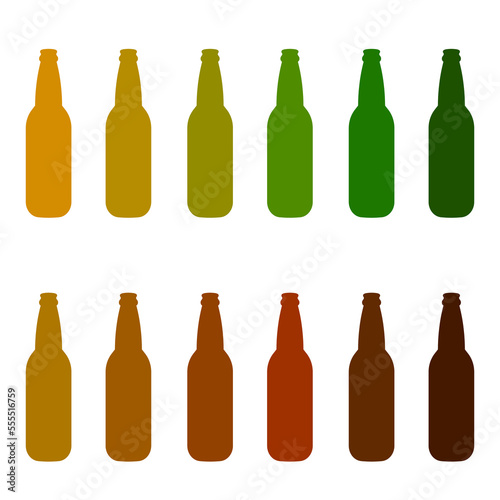 set botlle of beers. Simple flat design linear minimalistic vector icon illustrated with detailes. Different craft beer botlles